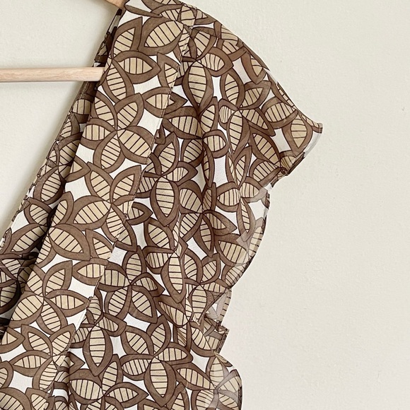 Vintage Fossil Falling Leaves Brown / Cream Flowy Mini Dress Top Women’s Small - Picture 4 of 9